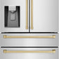 ZLINE Autograph 36 in. Counter-Depth Refrigerator with Bronze Traditional Handles (RFMZ-W-36-CB)