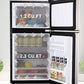 3.5 Cu.Ft Mini Fridge,Small Refrigerator 7 Level Adjustable Thermostat Removable Shelves with Stainless Steel 2 door for Office Dorm Apartment Silver, (KB02 FLS-80-SILVER-4)
