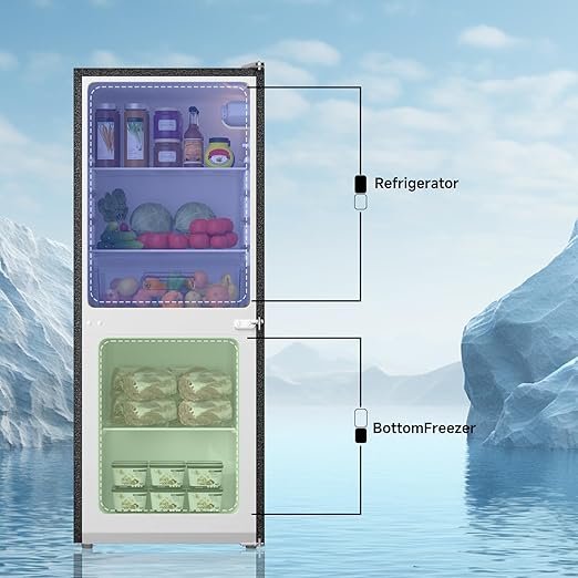 BANGSON 4.0 Cu.Ft Small Refrigerator with Freezer, Small Fridge with Bottom Freezer, for Apartment, Bedroom, Dorm, and Office, Double Door, Black