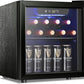 Antarctic Star 12 Bottle 48 Can Wine Cooler/Cabinet Beverage Refrigerator Mini Fridge Low Noise Clear Glass Door Counter Top Cellar for Beer Soda Bar 1.3 cu.ft Black