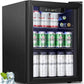 Antarctic Star Beverage Refrigerator Cooler-68 Can 16 Bottle Mini Fridge for Soda Beer Wine Champagne,Glass Door, Drink Dispenser, Knob Control,for Home and Bar,1.7Cu.Ft,Black