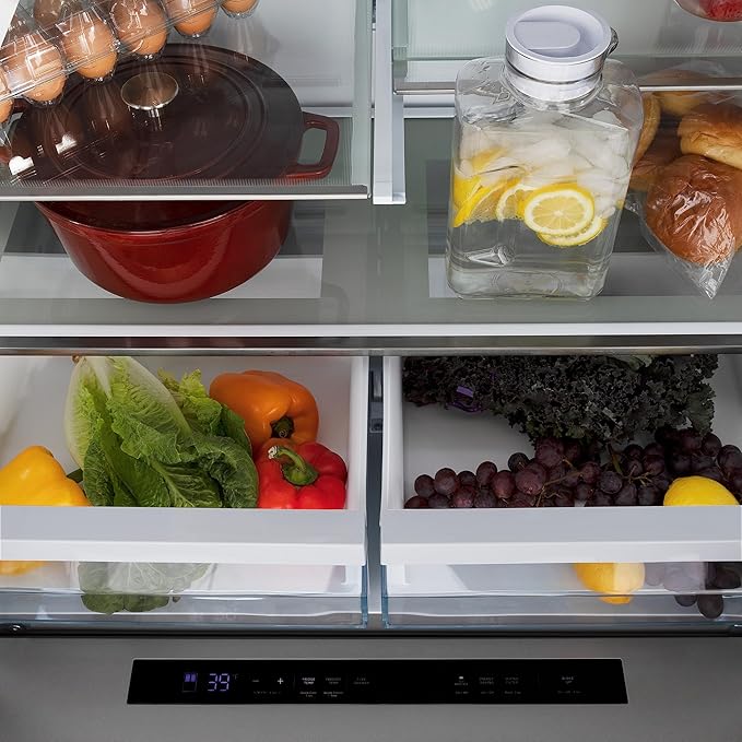 ZLINE Autograph 36 in. Counter-Depth Refrigerator with Bronze Traditional Handles (RFMZ-W-36-CB)